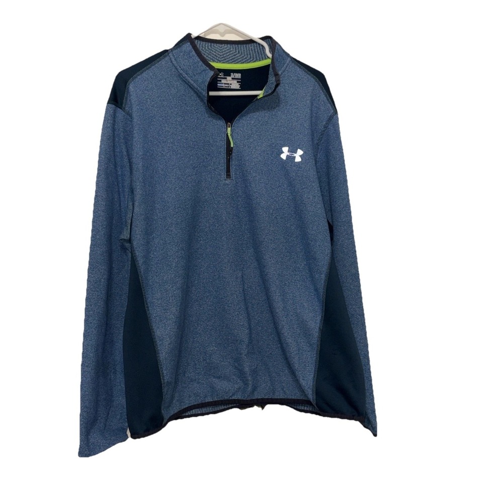 Under Armour Cold Gear Loose Fit Quarter Zip‎ Mock Neck Teal Top Men's XL